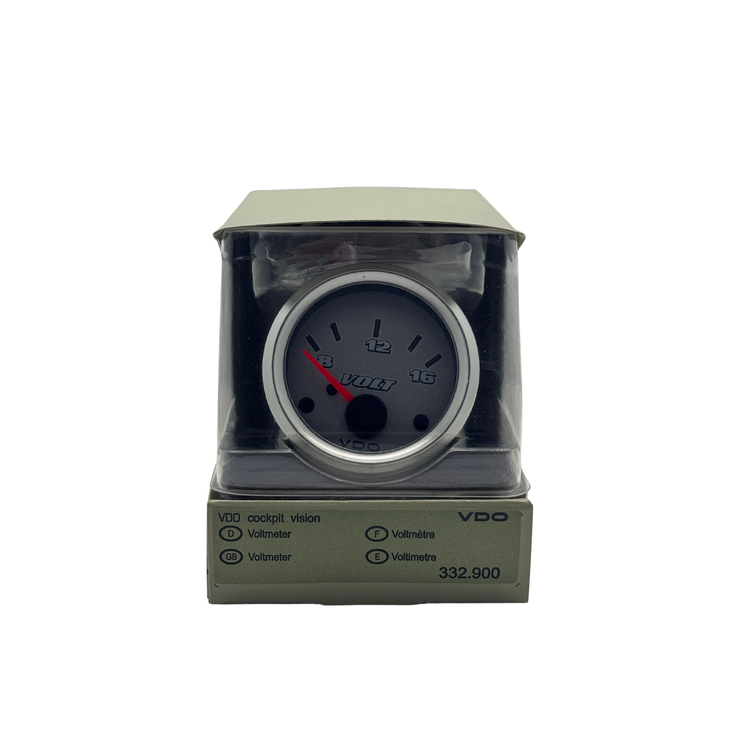 332.900 - Titanium Silver Voltmeter – 52mm, 8–16V, 12V System