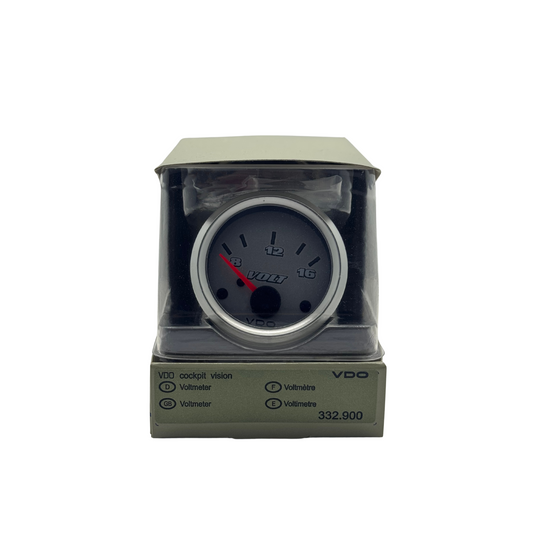 332.900 - Titanium Silver Voltmeter – 52mm, 8–16V, 12V System